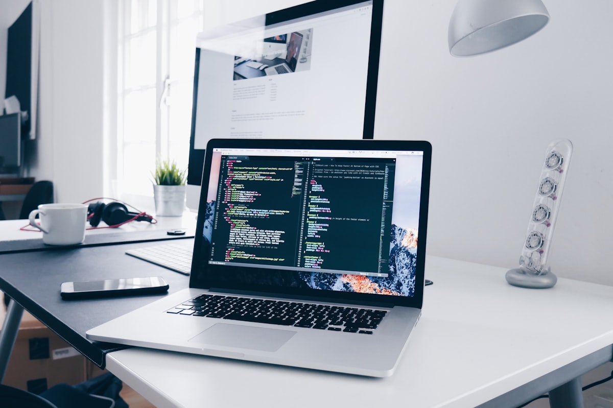 Code editor on a modern development setup